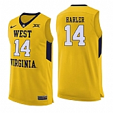 West Virginia Mountaineers 14 Chase Harler Yellow College Basketball Jersey Dzhi,baseball caps,new era cap wholesale,wholesale hats